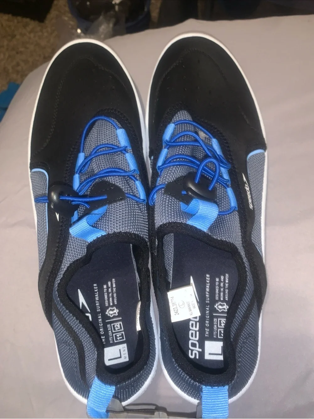 Speedo Men’s Black and Blue Water Shoes - Slip-On Quick-Dry Swim Shoes